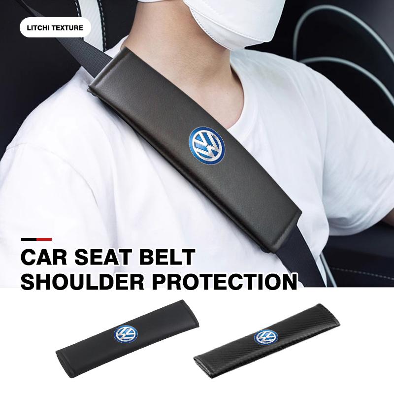 BIG1 For Volkswagen VW 2pcs Car Seat Belt Shoulder Protector Litchi Grain Fatigue Relief Pad Polo Jetta Sagitar Magotan Passat B5 B6