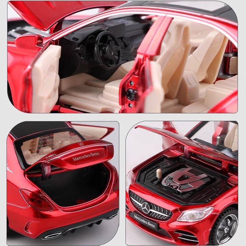 Mercedes Benz C260L Simulation Diecast & Toy Vehicles Sounds & Light Pull Back Car 1:32 Alloy Model Gifts For Children