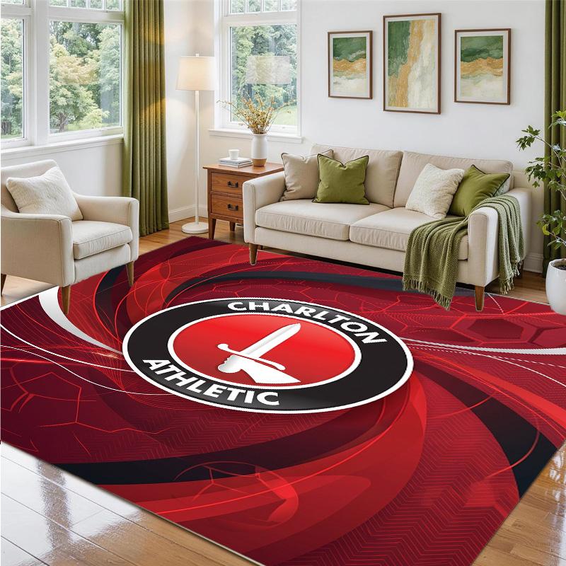 Charlton Athletic FC Design Crystal Velvet Rug Soft Decorative Mat for Bedroom Entrance