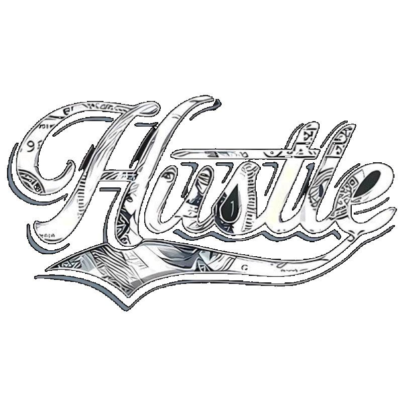 Black T Shirt with Hustle Money Print Graphic for Casual Wear