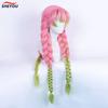 Anime Mitsuri Kanroji Cosplay Wig Long Pink Green Braid Heat Resistant Hair Authentic Cosplay Wigs + Wig Cap