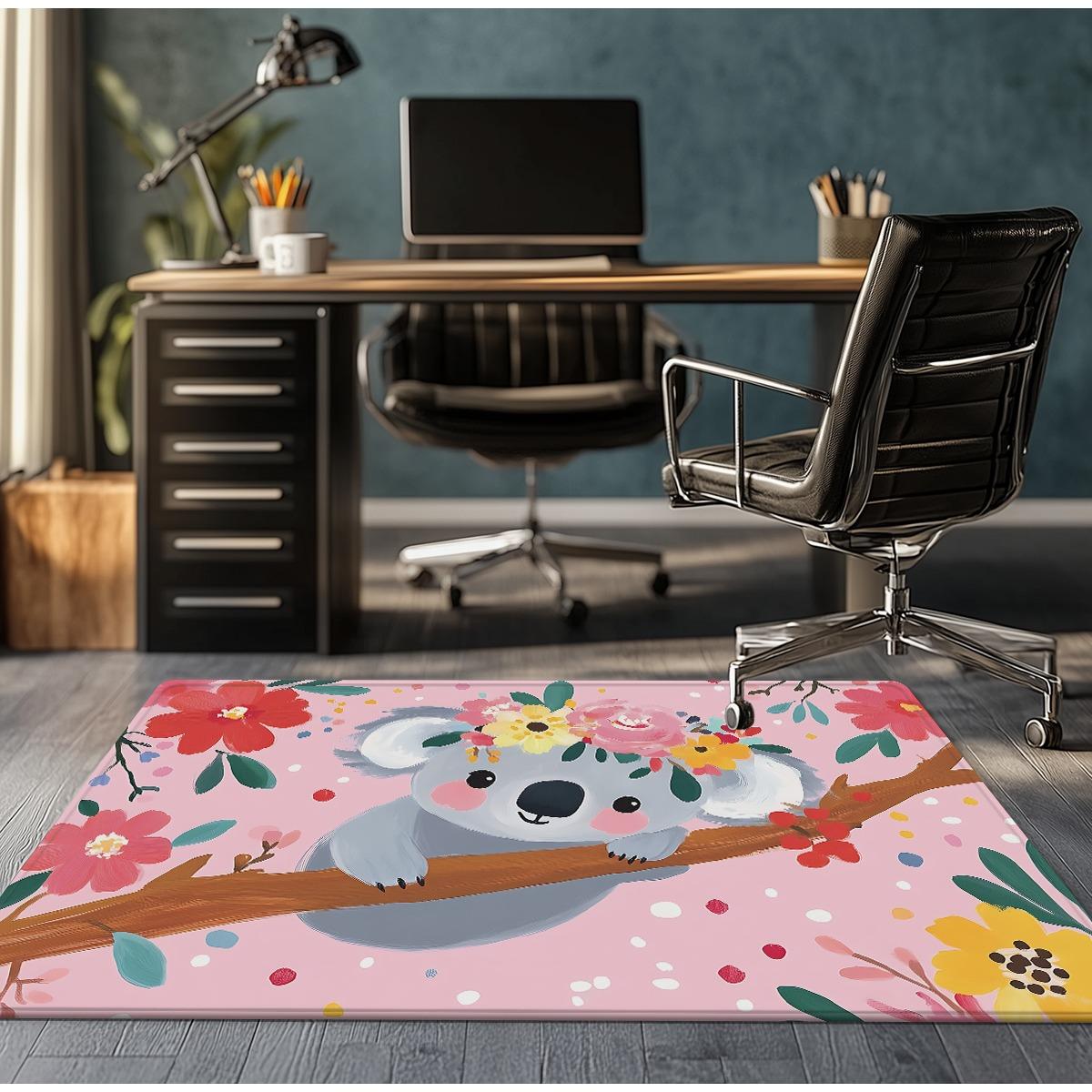 

Cute Koala Flower Crystal Velvet Rug Childrens Room Decor Baby Nursery Carpet Soft Play Mat Animal Themed Home Decoration 50cm x 80cm