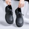 Men's thick-soled heightened derby shoes, retro and old big head shoes, uncomfortable lace-up low-top shoes-R