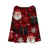 Women's Fashion Christmas Print Lightweight Sweater Casual Long-Sleeve Knit Pullover Top