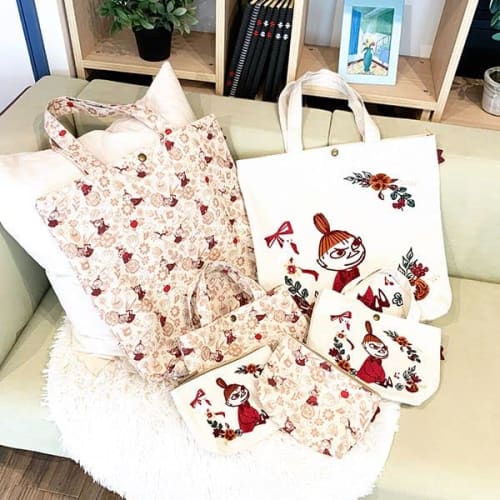 Hapitas Mini Tote Bag, Moomin, HAP6015 MC15, Flower Gift, Natural