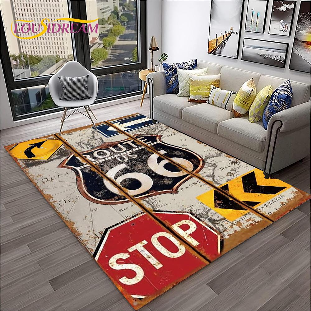 Mother Road,Historic Route 66,mãe Estrada Carpet Rug for Home Living Room Bedroom Sofa Doormat Decor,Area Rug Non-slip Floor Mat