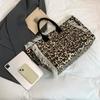 Canvas Leopard Print Large Capacity Shoulder Bags 2026 High Quality New Bags Casual Beach Vacati Basic Style Handbags