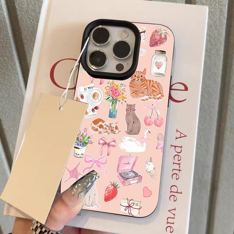 

Милый Кот Клубника Личи Текстура Чехол для Телефона Для iPhone 17 Pro Max 16 15 14 13 12 11 Pro 14 15 Plus 17 Air Силиконовый Мягкий Чехол iPhone XR