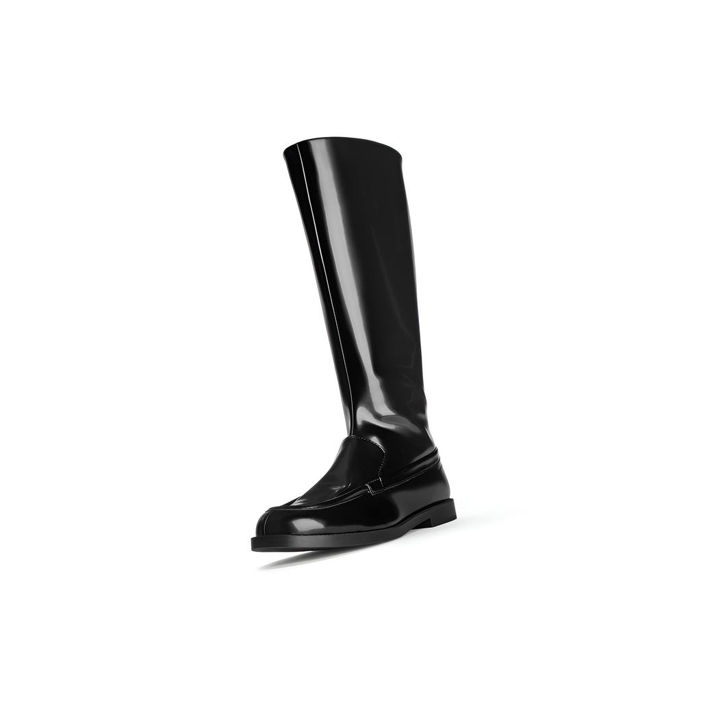 Charles & Keith Simple British Style Flat Wide Calf Long Boots Women boots Black CK1-90280076