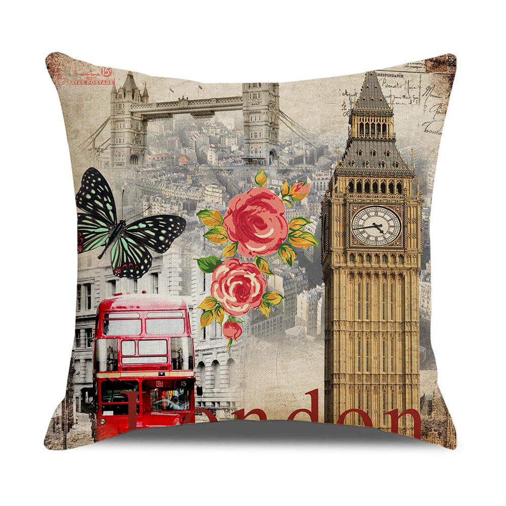 Pillow Nordic British Style Ins Linen Pillow Case Sofa Cushion Square Cushion Iron Tower