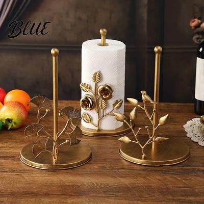 Retro Style Paper Towel Holder Countertop Bird Ginkgo Rose Roll with Stable Metal