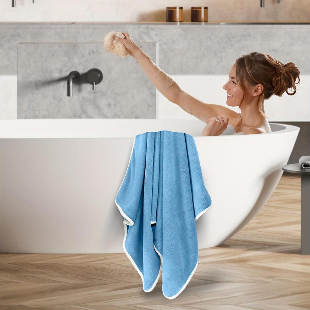 190*80 Großes Badetuch, Korallenfleece-Tuch Wasserabsorbierendes Weiches Badetuch