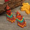 European & American Multi-Layer Rice Bead Retro Tassel Earrings