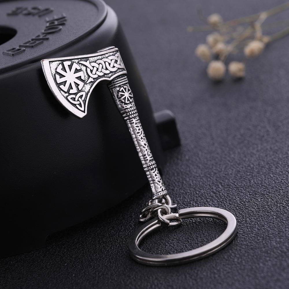 Dreamtimes Viking Axe Pendant Keychain Stainless Steel Men's Celtic Rune Vintage Protector Jewelry Gift Wholesale