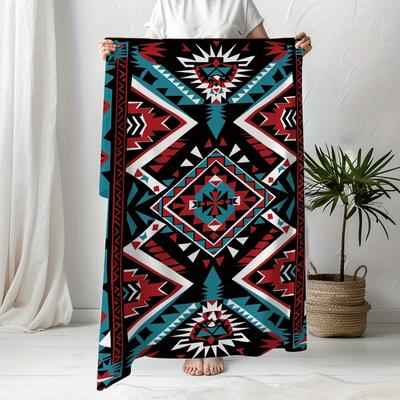 Aztec-Inspired Soft & Warm Flannel Throw Blanket - Perfect for Naps, Camping, Travel & Home Decor | Ideal Gift for Friends, Fami