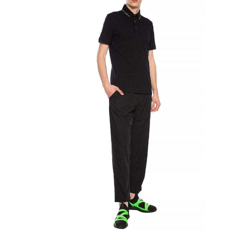 Emporio Armani Solid Color Logo Letter Collar Casual Short Sleeve Polo Shirt Men tops Black 3H1FL9-1JPTZ-F980