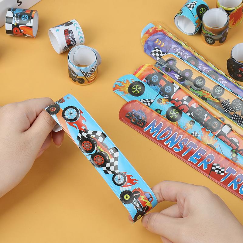 12pcs Racing Car Slap Bracelets PVC Wristbands Kids Birthday Party Favors Pinata Filler Guests Gift Sport Party Decor Supplies