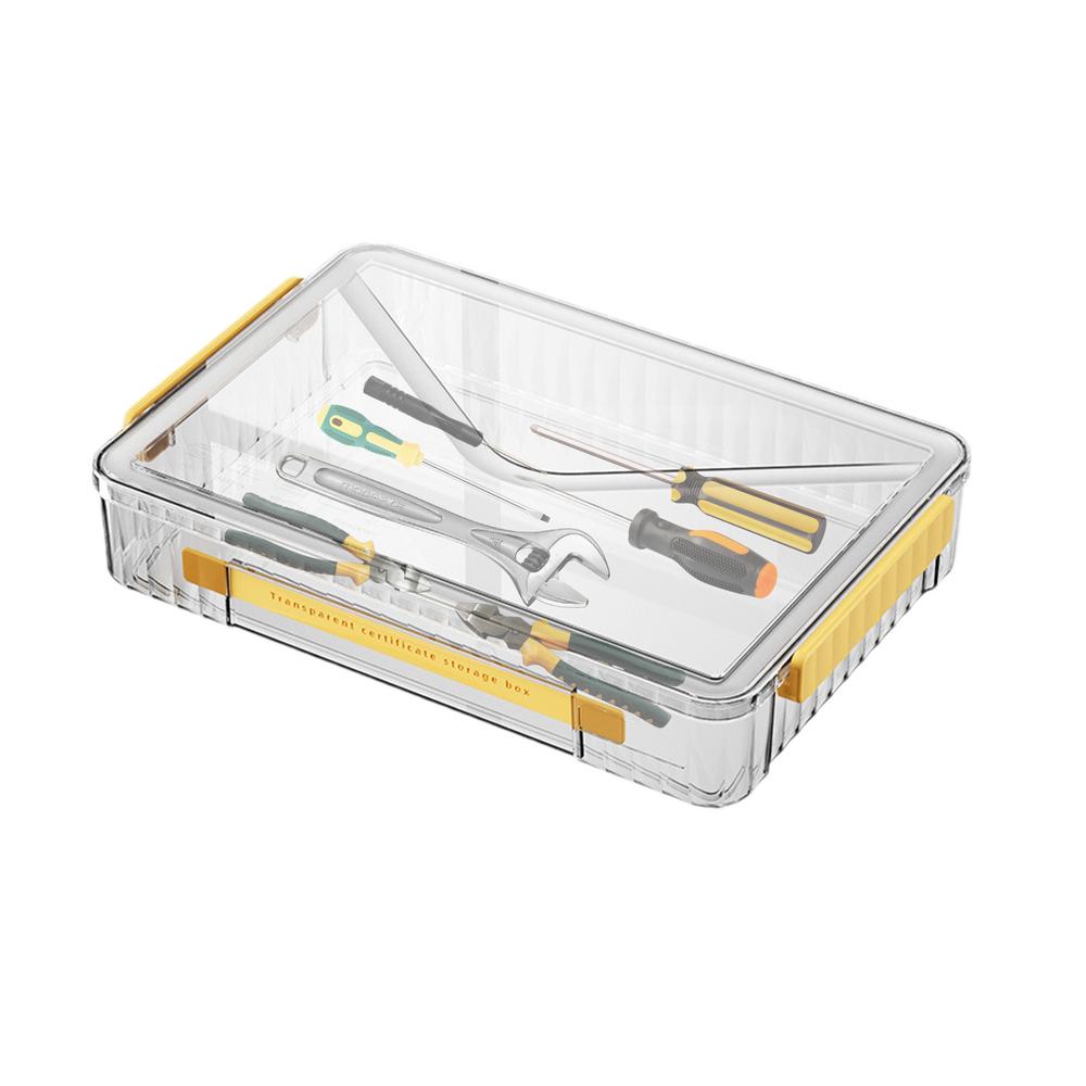 

Clear File Box With Lid Stackable Storage Containers File Box Portable File Document Magazines Organizer With Lid And Handle For жёлтый