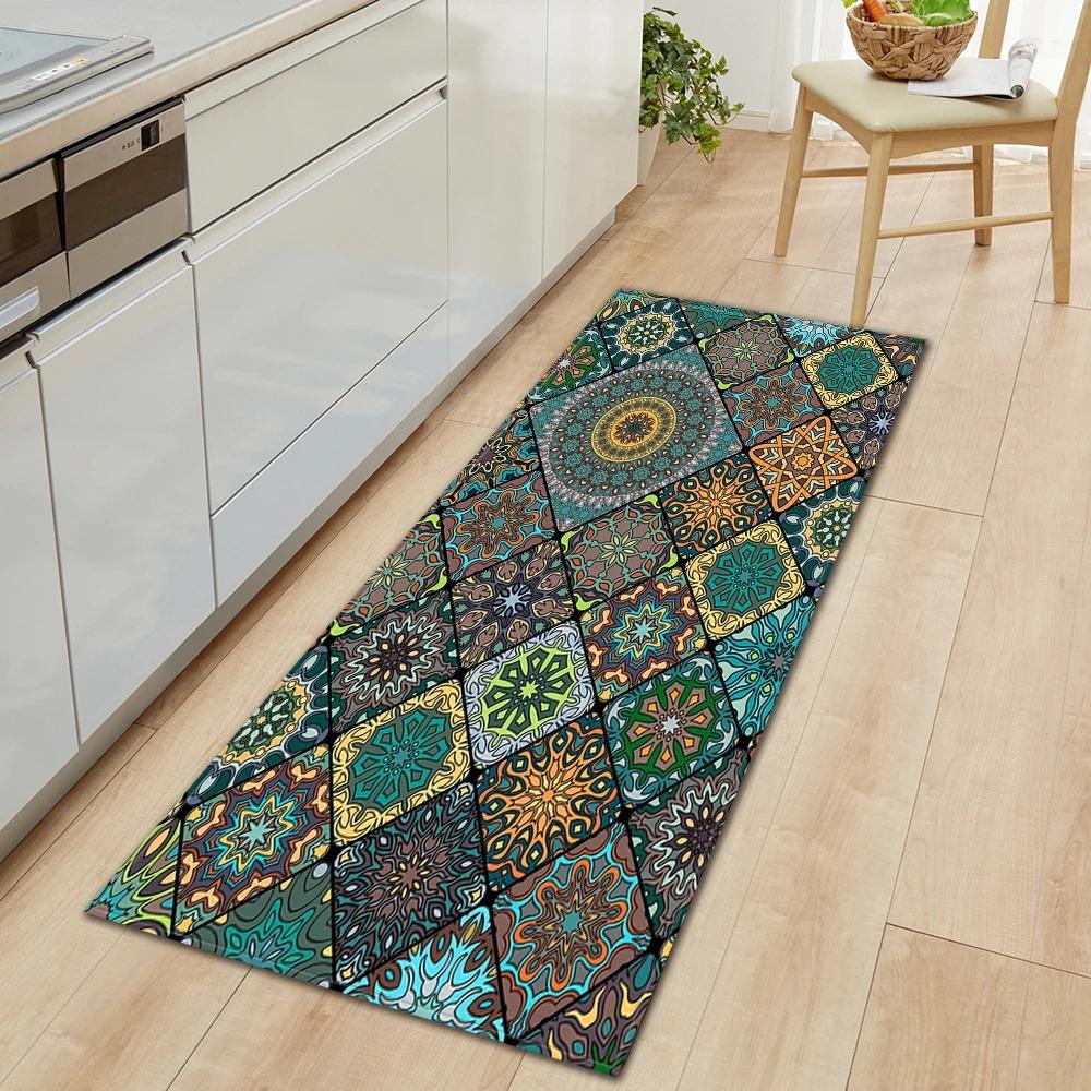 Bohemian Retro Mandala Pattern Home Kitchen Floor Mat Door Front Decoration Floor Mat