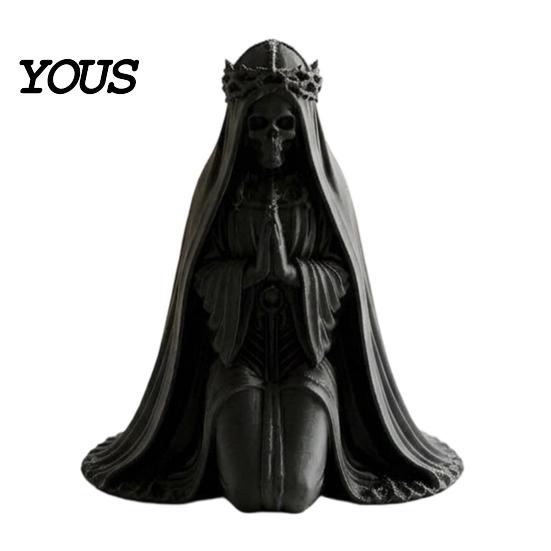 Mysteriöse Retro-Wohnaccessoires 3D-gedruckte kniende Skelett-Brautfigur, Gothic-Schädelstatue Kreatives Geschenk für Sie mit Schleier & Krone, Halloween