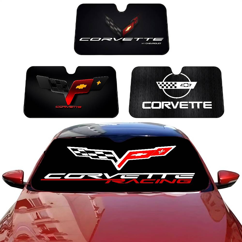 C-Corvette Novelty Car Front Windshield Sunshade 70x130cm Cartoon Foils Car Window Windscreen Cover