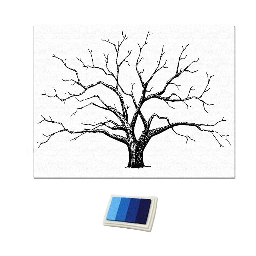 Guest Sign In Book With Ink Pad, Fingerprints Tree