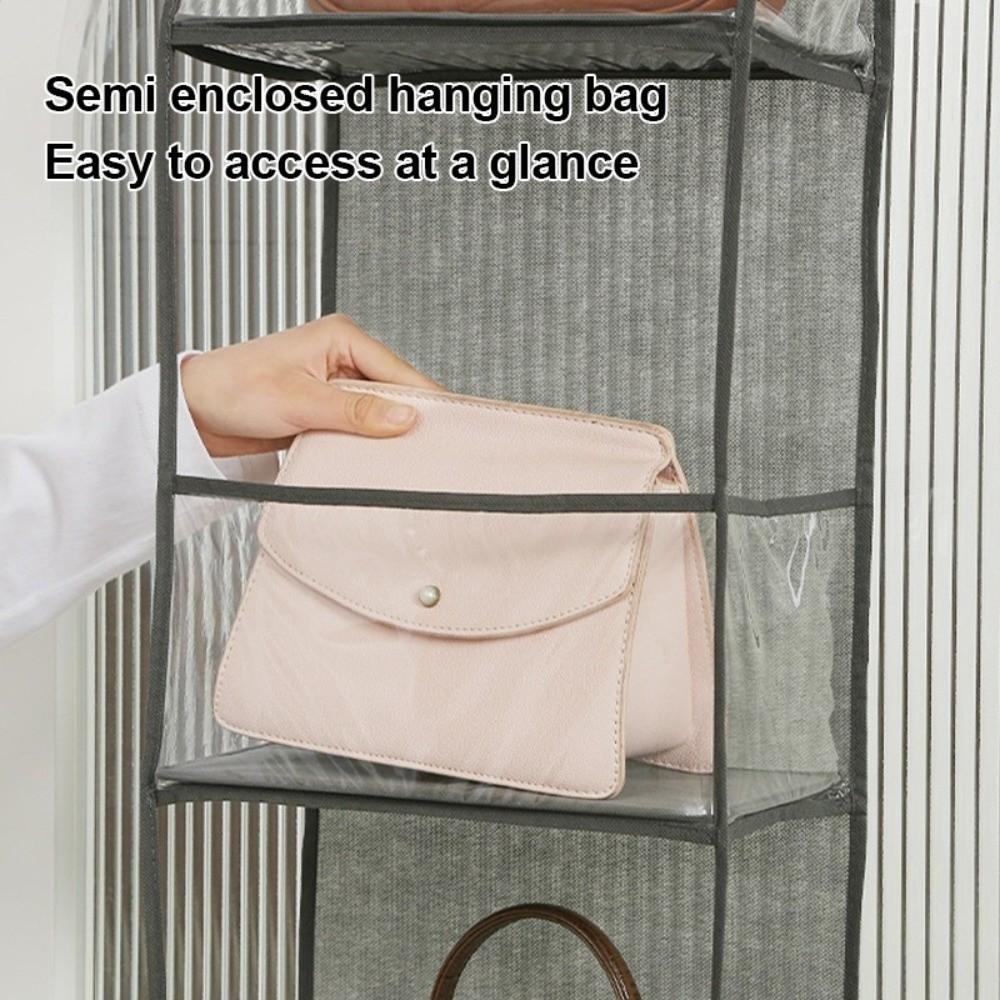 Six Compartments Storage Hanging Bag Wall-mounted Visible Toy Snack Storage Bag Foldable Space Saving Bag Organizer Closet