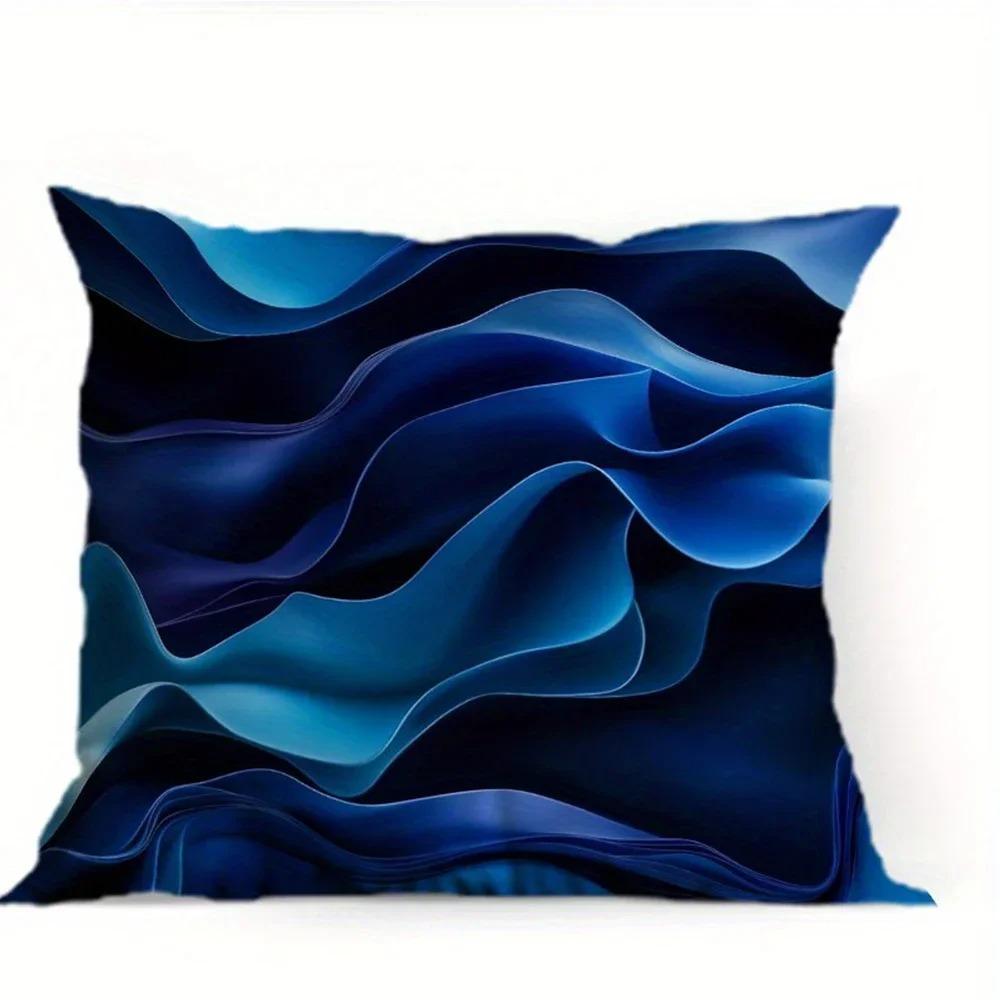 

Taie d oreiller geométrique en Satin bleu, taie d oreiller pour salon, arrière de canape, Decoration de Voiture 60x60cm