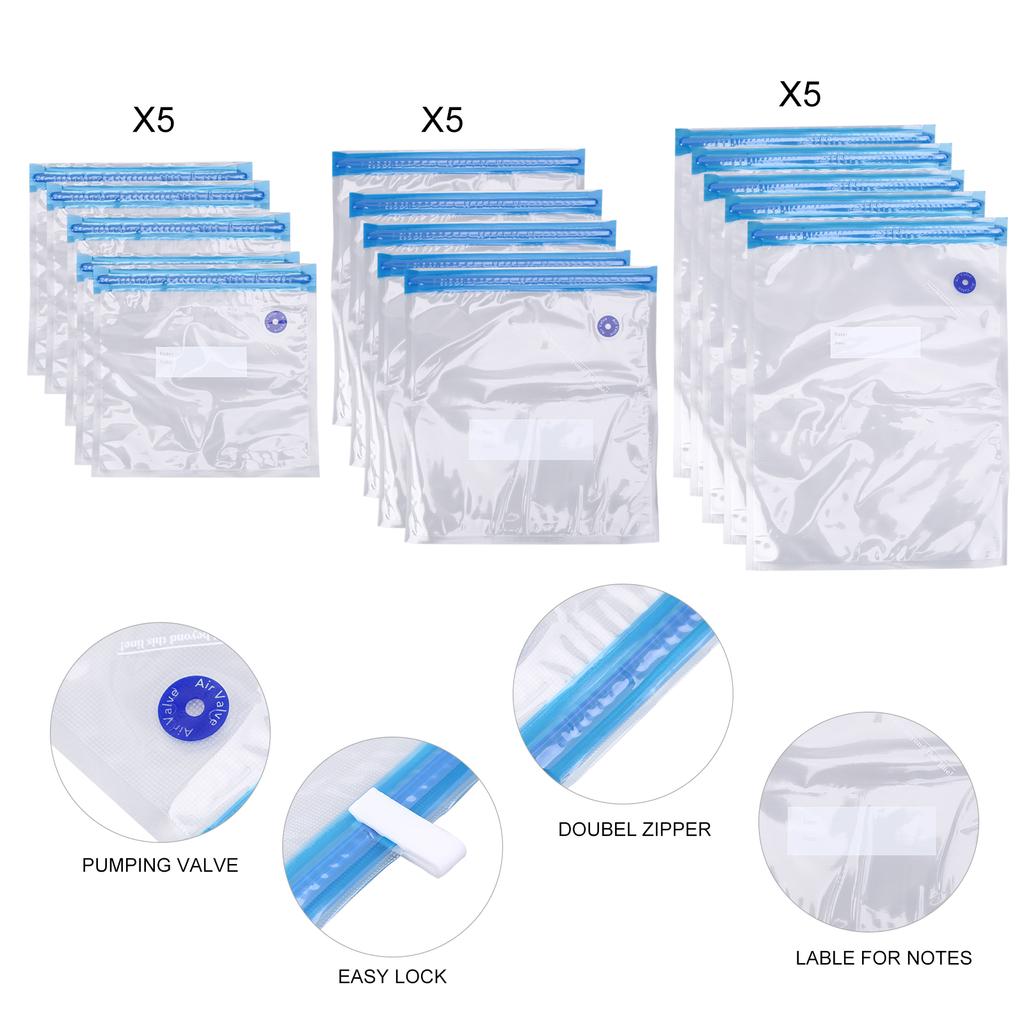 Reusable Vacuum Food Storage Bag Waterproof Packaging Food Bag Set for Cooking Fruit Pouch Fresh Holder Kitchen Supplies