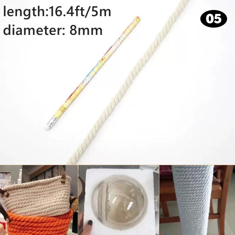 2/5/10m Three-Strand Braided Cotton Rope Handmade Natural Beige Cord Twisted String DIY Knitting Wall Hangings Craft Material