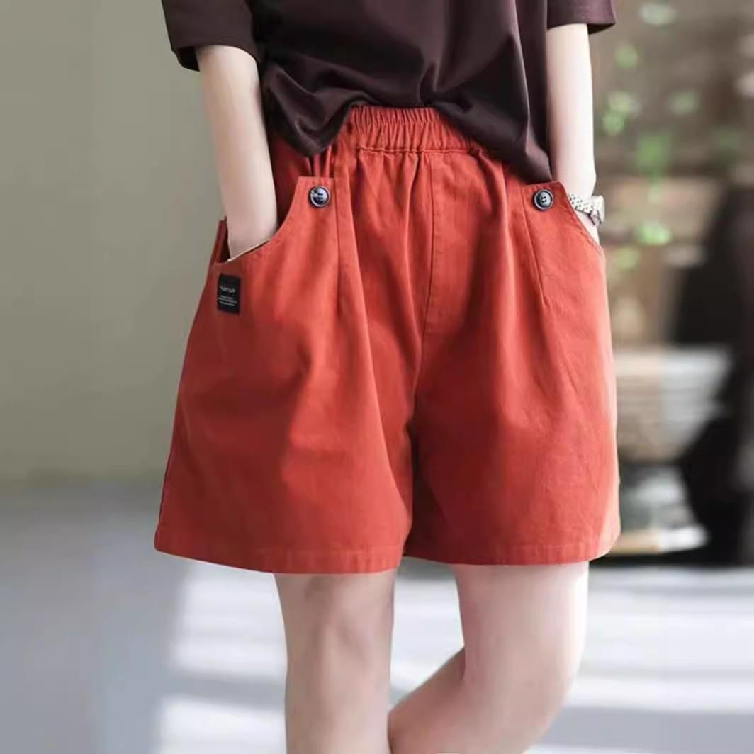 

Женские летние шорты из хлопка с широкими штанинами 2025 года: Свободный, Большой, Облегающий, Универсальный, Модный, Литературный, Пятиточечный Повседневный Дизайн XL