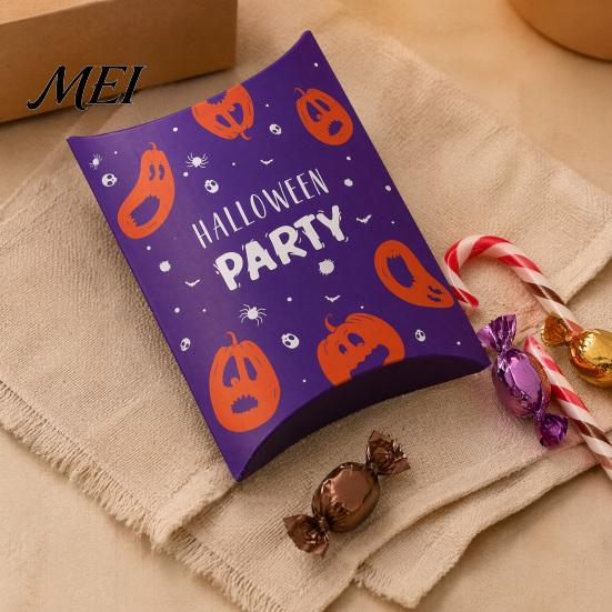 Holiday Paper Treat Bags 10 Pcs Halloween Cardboard Candy Boxes for Kids, Cute Trick or Easy Assemble Party Supplies Containers Snacks Cookie