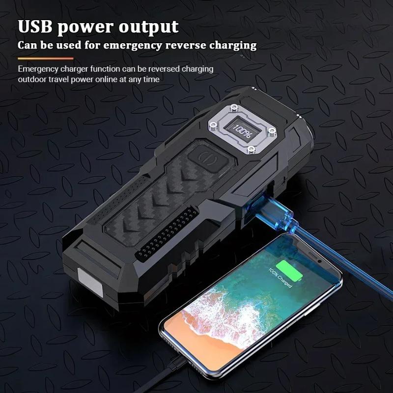 Superhelle LED-Taschenlampe Wiederaufladbare Taschenlampe mit magnetischem Heck COB Seitenlicht Stark Hohe Leistung Camping Notfall Laterne