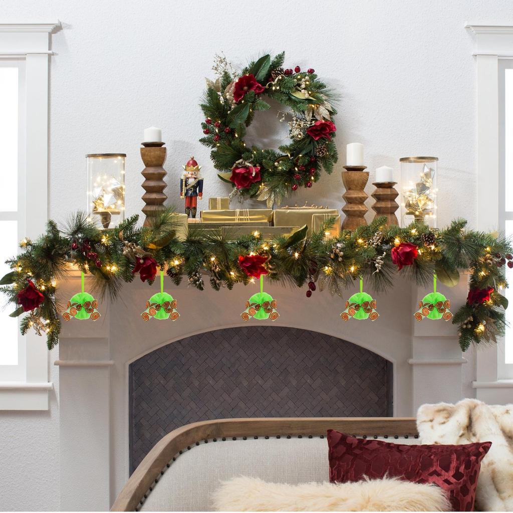Christmas Balls Ornaments 6 Pieces Christmas Tree Balls Plush With Bow Green Pendant For Bedroom Patio Workplace Front Door Home
