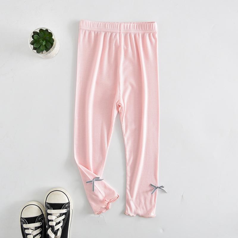 Girls' Summer Ruffle Hem Leggings: Lightweight Nine-Point Pants for Outerwear & Innerwear