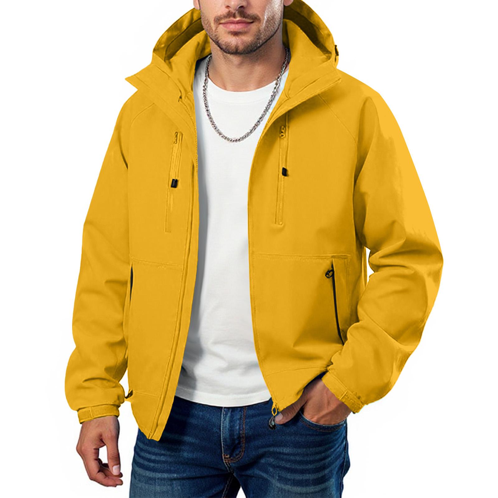 

Мужская свободная толстовка с капюшоном на молнии до середины и куртка-автомат XXXL жёлтый