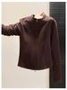 Women's Plus Size German Velvet Double Zipper Stand Collar Long Sleeve Slimming Jacket for Autumn/Winter