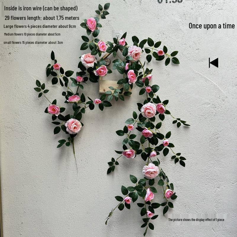 Rose Vine Artificial Flower Decor for Air Conditioner Pipes or Balcony Railings