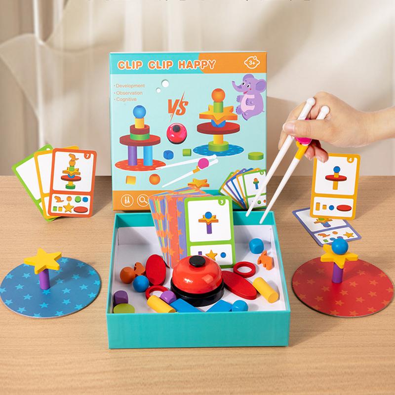 Montessori Game Wooden Board Game Tangle Puzzle Game for Two Players Hand-Eye Coordination with Chopsticks Balance Challenge Gif