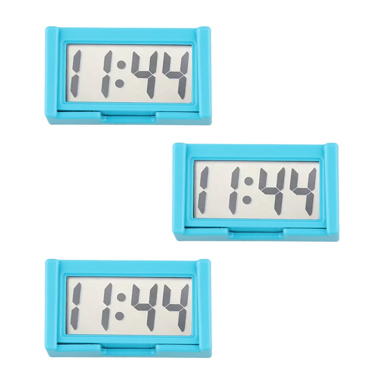 Set of Three Mini Digital Clocks for Car Dashboard Blue White Black Colors синий