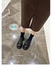 Sheepskin~ platform muffin loafers women's leather retro thick heel lace-up jk single shoes British college style small leather shoes