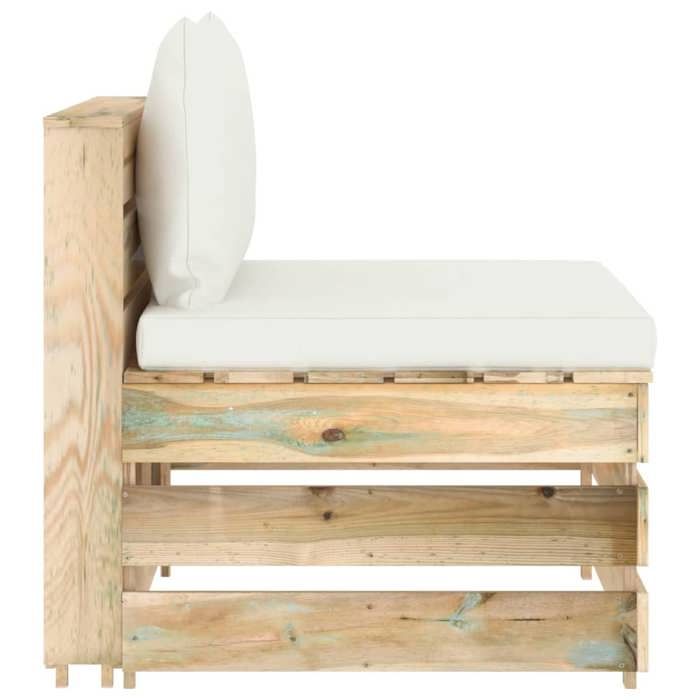 VidaXL Canapé Central Sectionnel avec Coussins Meuble de Terrasse Canapé de Jardin Canapé Central de Patio Extérieur Bois 3074509