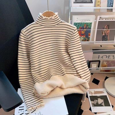 Camisola para Mulheres Outono Inverno Espessada Quente Elástica Manga Comprida Tops Oversize