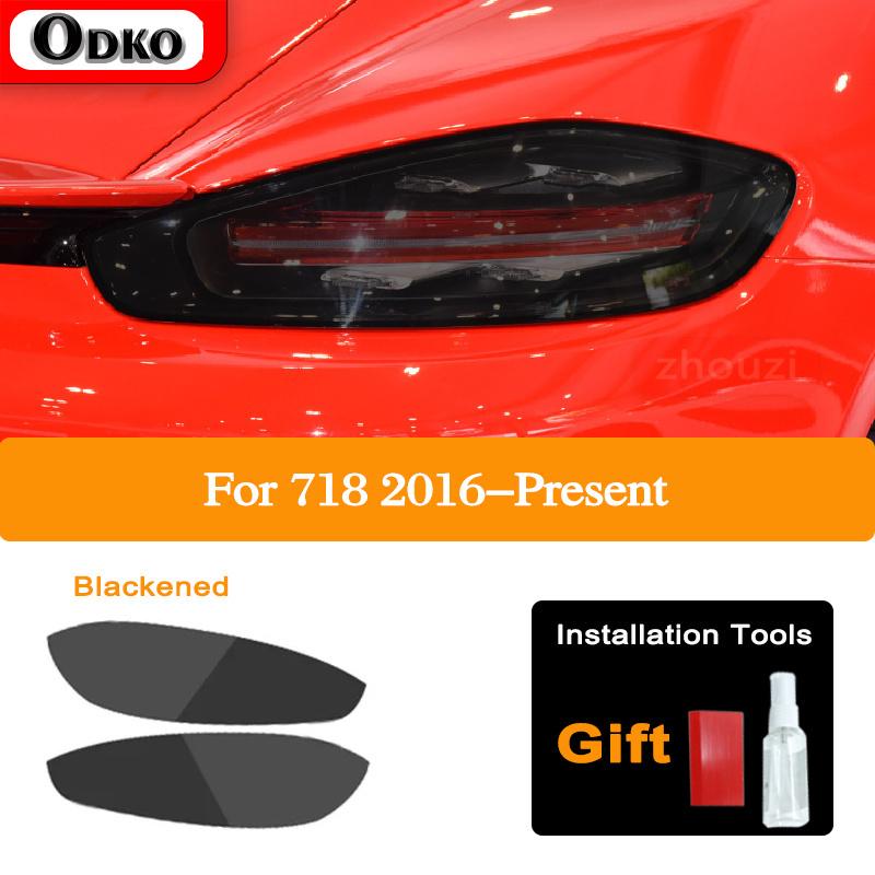 For Porsche 718 Boxster Cayman 2016-On  Car Lamp Film Headlight Tint Black Protective Film Taillight Transparent TPU Sticker