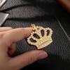 Keychain Pendant Transparent Rhinestones Crown Design Key Ring with Extended Chain