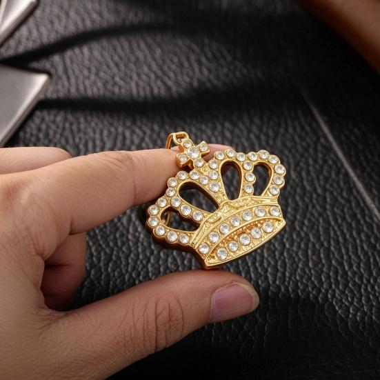 Keychain Pendant Transparent Rhinestones Crown Design Key Ring with Extended Chain
