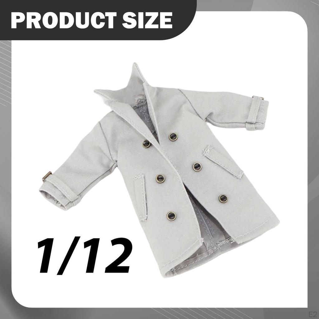 1/12 Figure Clothes Trench Coat Kids Gifts Cloth Windbreaker Mini Doll Model Costume for 6" Male