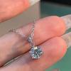 S925 Sterling Silver Moissanite Necklace with Six-Claw Pendant - Women's Unique Design