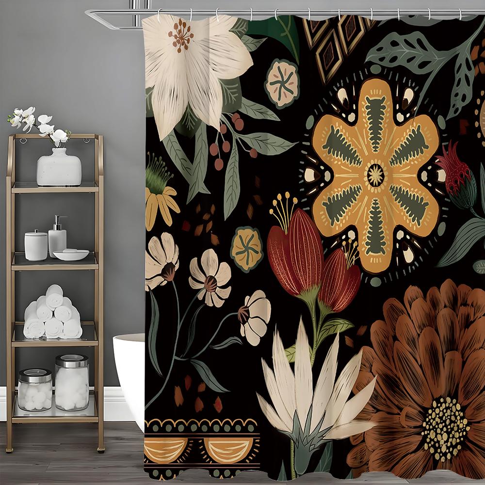 

Весенняя цветочная шторка для душа, Декоративная шторка для душа для ванной, Водонепроницаемая шторка для душа с крючками 90*180cm