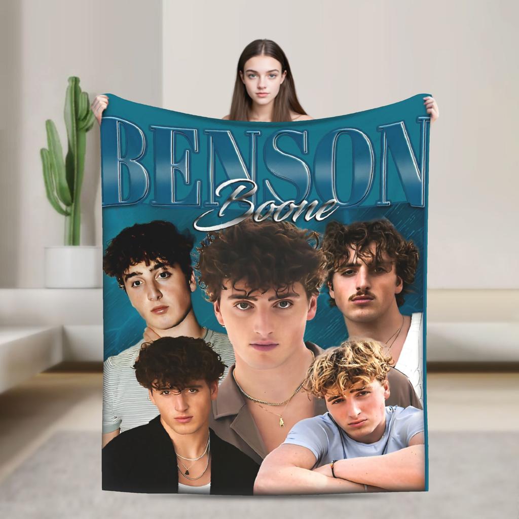 Benson Boone Vintage Style Blankets  Plush Funny Warm Throw Blankets for Bed Sofa Autumn/Winter